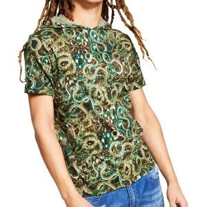 INC Mens Snake Green Hooded Print Short Sleeve T-Shirt XS